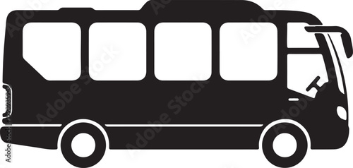 Modern Tour Bus Silhouette Side Profile Vector Icon