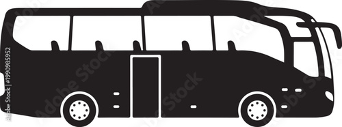 Modern Tour Bus Silhouette Side Profile Vector Icon