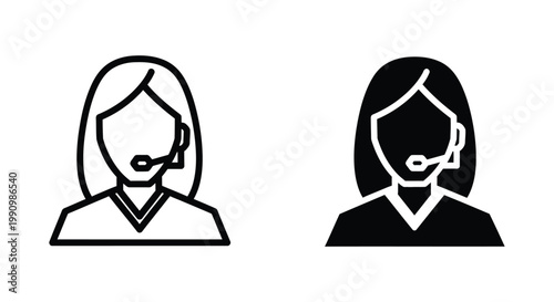 Customer support representative icon with headset for professional service communication help