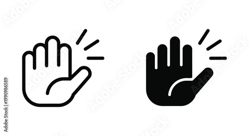 Hand waving gesture icon for social interaction and greeting communication graphic elements