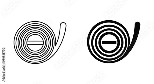 Coiled rope icon set featuring spiral cord design for nautical and construction purposes