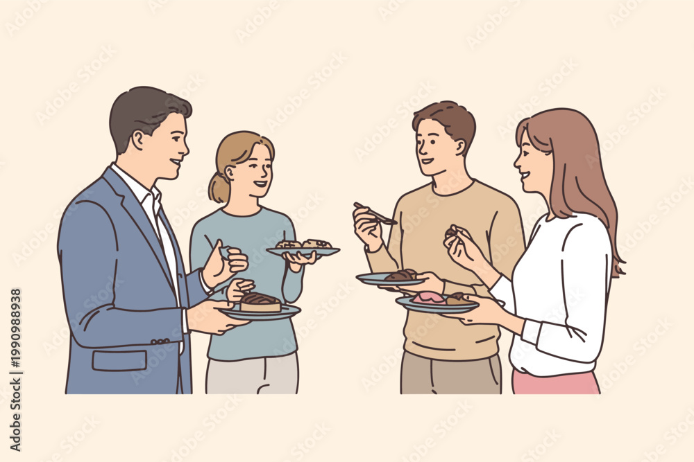 Fototapeta premium Diverse group of people enjoying food at a gathering