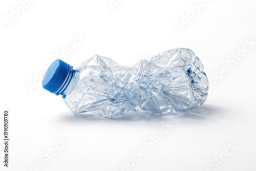 compact crushed bottle displayed on clean white background with ample copy space
