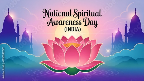National spiritual awareness day india celebration with pink lotus flower graphic background spiritual awareness