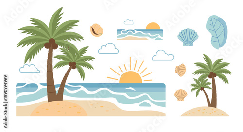 Serene and calming abstract design evoking a beach scene, perfect for marketing materials, website backgrounds, or social media posts conveying tranqu