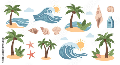A cheerful and inviting illustration of a palm tree set on sand. Ideal for travel marketing, website design, or adding a touch of paradise to any proj