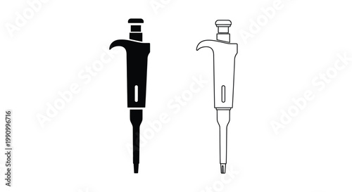 Two micropipettes one black and one white shown in profile silhouette