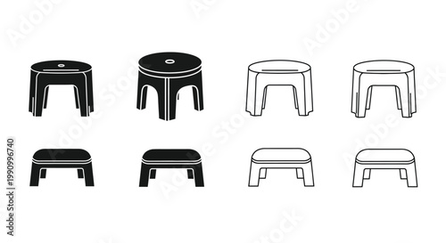Minimalist stool designs in black and white a graphic silhouette