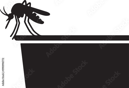 Mosquito Silhouette Icon sitting  Insect Vector Illustration Representing Disease Transmission Malaria Dengue Zika Virus Pest Control and Public Health Warning Symbol