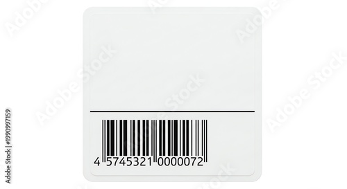 Blank white barcode label with black lines and numeric code for product identification.