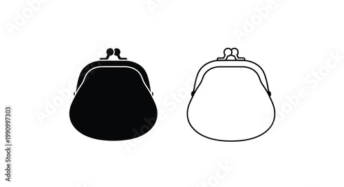Two vintage coin purses one filled and one empty silhouette