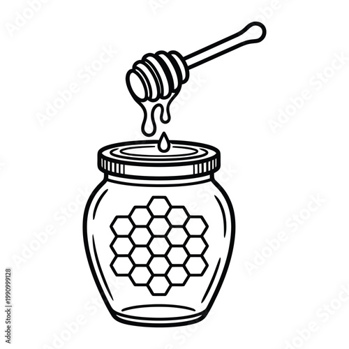 Honey jar with honey dipper