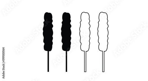 Four corn dog illustrations differing in shade and style silhouette