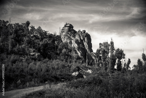 Tableau sur toile Felsen, Wald und Sonnenschein am Ottofelsen