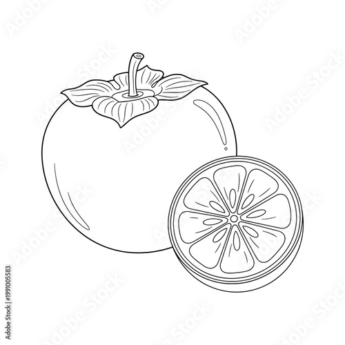 Persimmon Fruit Slice Graphic Design For Food Industry