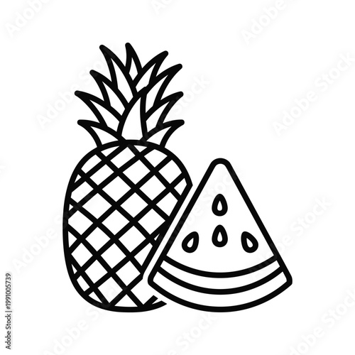 Pineapple Watermelon Slice Summer Tropics