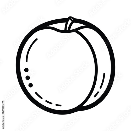 Peach Fruit Simple Line Art Commercial
