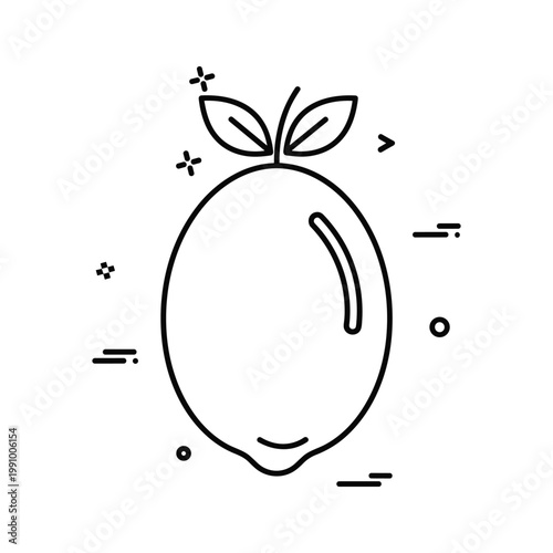 Lemon Fruit Icon Simple Outline Vector