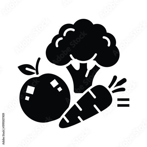 Healthy Food Apple Broccoli Carrot Graphic Element