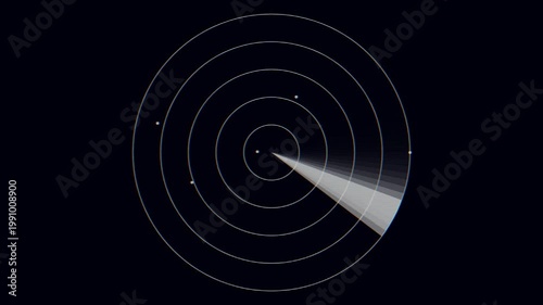 Retro Radar Screen Scan with Blips on Concentric Circles Display
