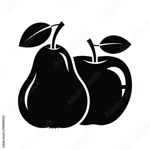Pear Apple Silhouette Simple Duo Healthy Food