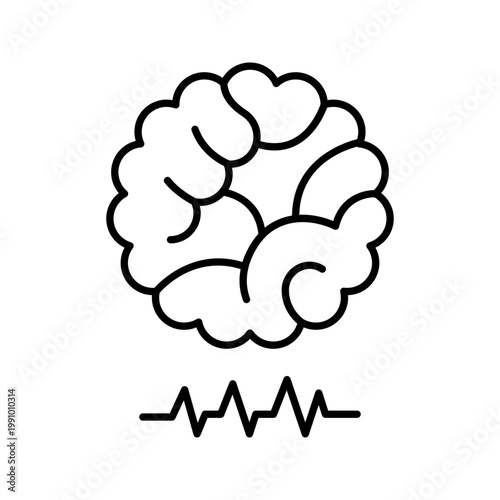 Brain stroke icon. Healthcare and neurology line symbol. Black and white.