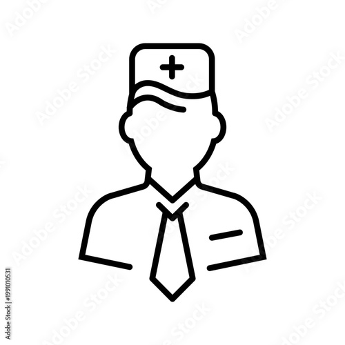 Diabetes doctor icon. Healthcare and endocrinology line symbol. Black and white.