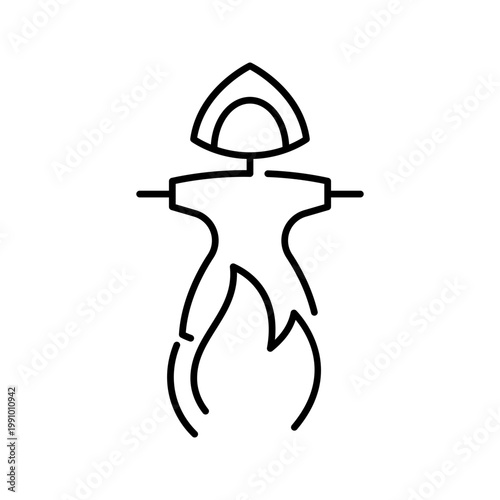 Maslenitsa effigy icon. Culture and festival line symbol. Black and white.