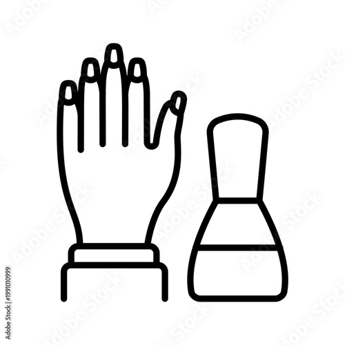 Nail polish icon. Personal care and nail care line symbol. Black and white.