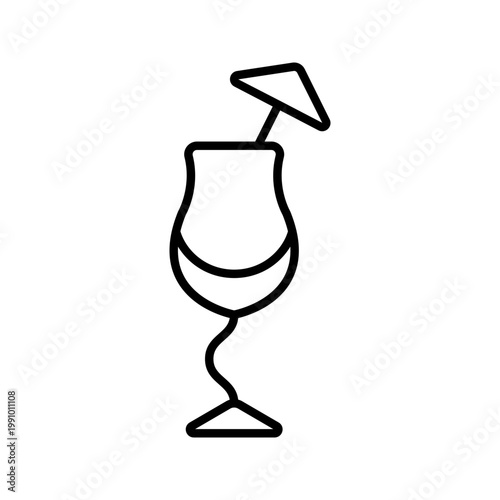 Pina colada icon. Food and cocktails line symbol. Black and white.