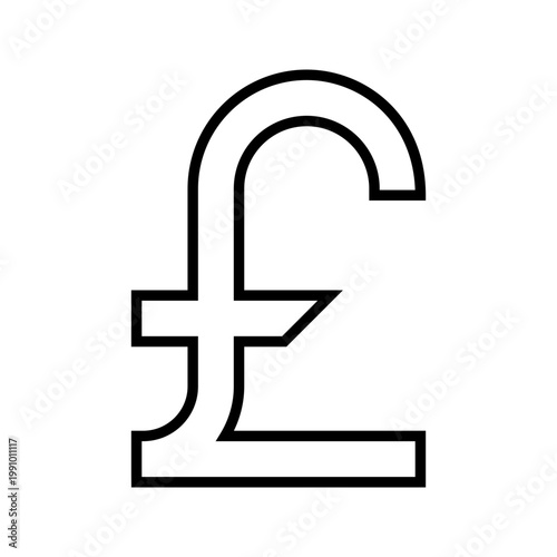 Pound sterling icon. Business and currency line symbol. Black and white.