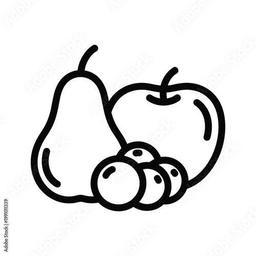 Fruit Assortment Icon Healthy Food Symbol