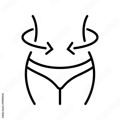Waist surgery icon. Healthcare and cosmetic surgery line symbol. Black and white.
