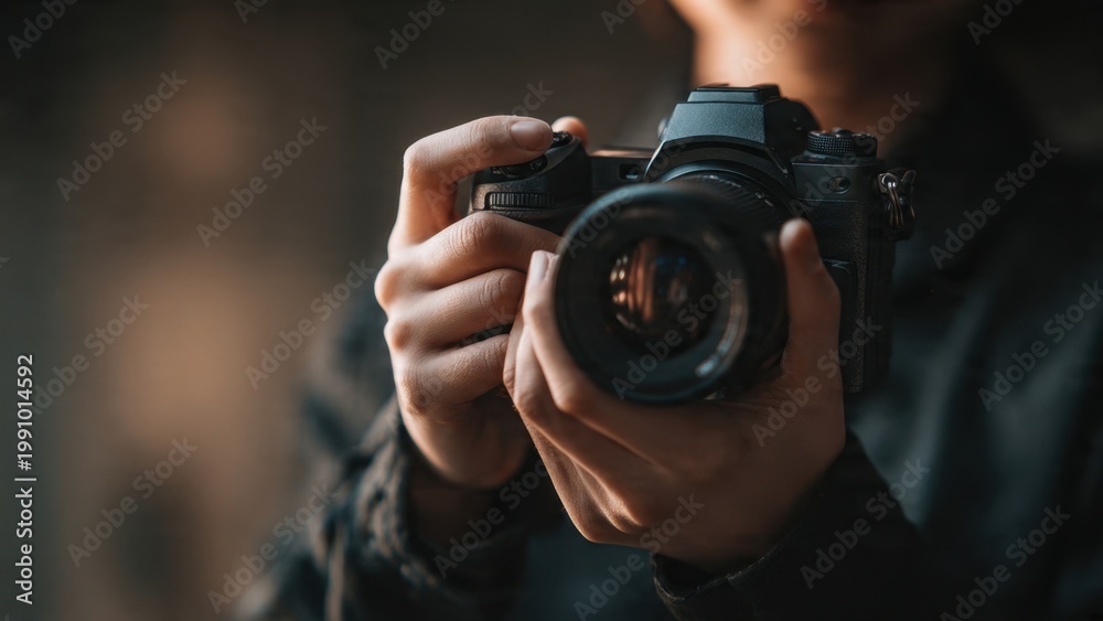 Fototapeta premium Photographer Holding DSLR Camera