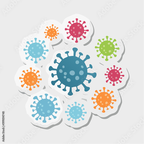 Colorful Cartoon Virus Icons