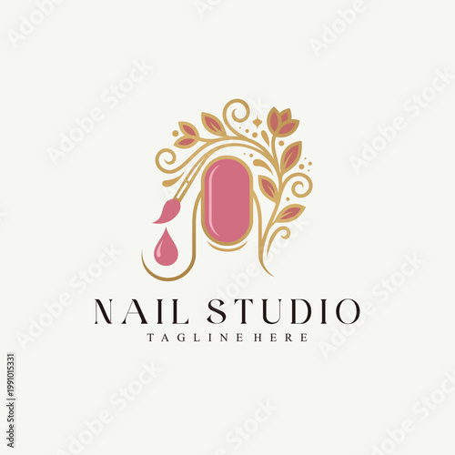Minimalist Nail Salon Logo Vector Design