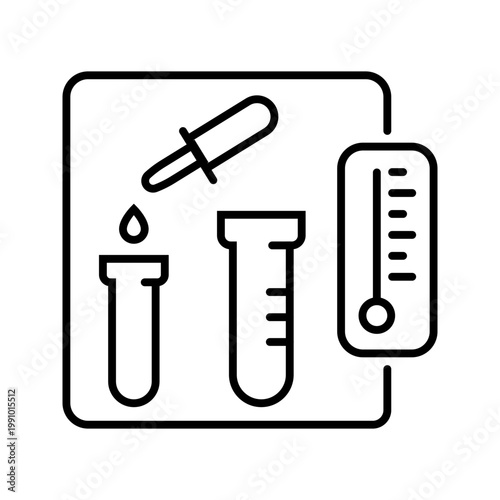 Blood test icon. Healthcare and diagnostics line symbol. Black and white.