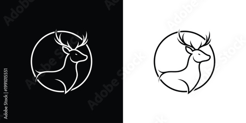Elegant Deer Head Logo with Antlers Vector Design