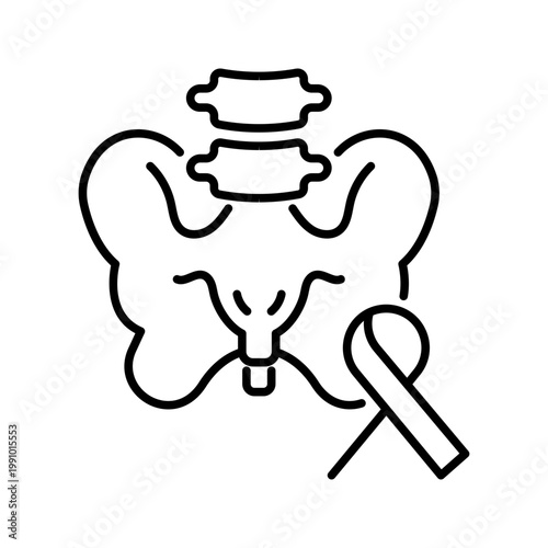Bone cancer icon. Healthcare and oncology line symbol. Black and white.
