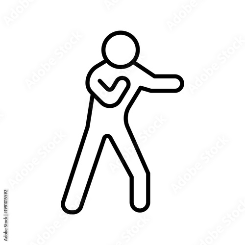 Boxing fighter icon. Sports and boxing line symbol. Black and white.