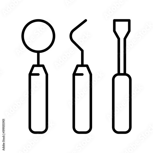 Dental instrument icon. Healthcare and dentistry line symbol. Black and white.