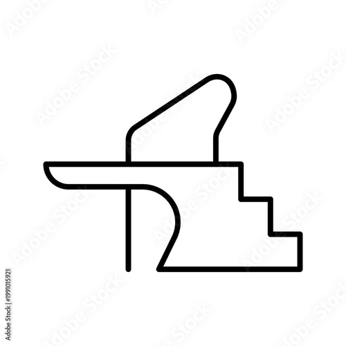 Diving platform icon. Sports and diving line symbol. Black and white.