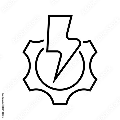 Energy management icon. Industry and energy management line symbol. Black and white.