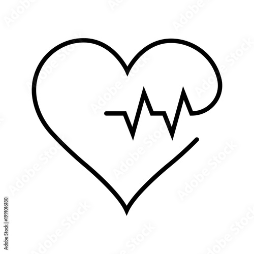 Heart pulse icon. Healthcare and cardiology line symbol. Black and white.