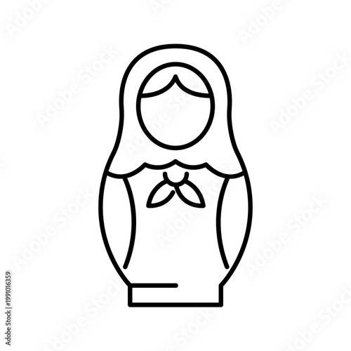 Matryoshka doll icon. Culture and folk art line symbol. Black and white.