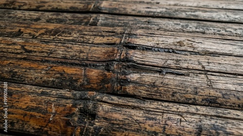 close up of old weathered wooden planks with cracks and scratches
