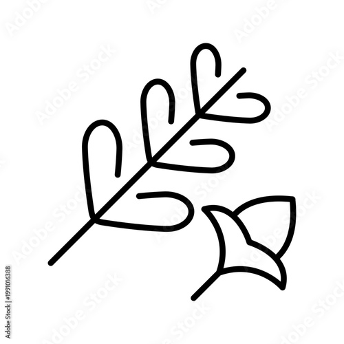 Mint leaf icon. Food and herbs line symbol. Black and white.