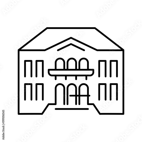 Picasso museum icon. Travel and museum line symbol. Black and white.