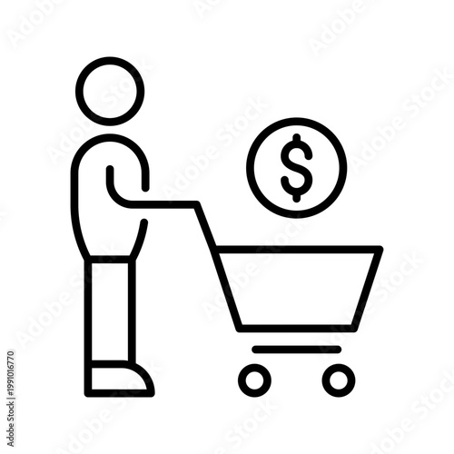 Shopping cart icon. Business and ecommerce line symbol. Black and white.