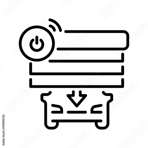 Smart garage icon. Industry and automotive line symbol. Black and white.